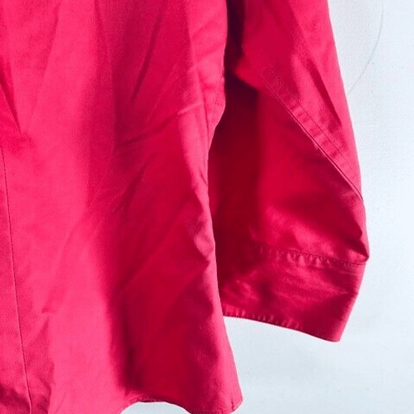 Chico’s no iron 3/4 sleeve fuchsia pink pleated boxy swing button down 3.5 18 XL - Picture 6 of 10